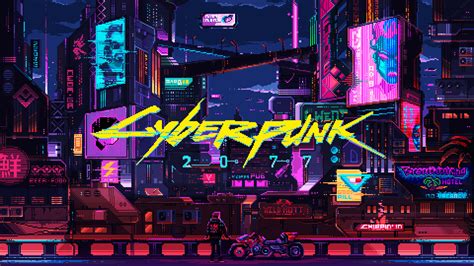 Download Adventure Awaits in the Cyberpunk Pixel Art World Wallpaper ...