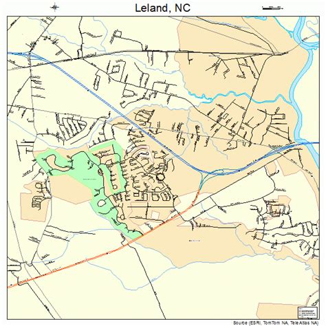 Leland North Carolina STREET & ROAD MAP NC atlas poster | eBay