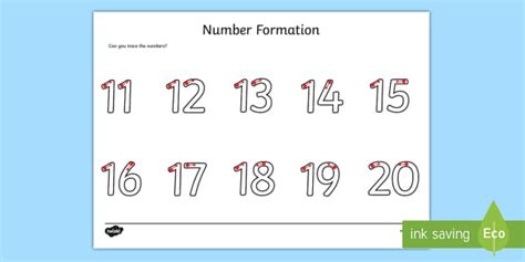 Number Formation Worksheet / Activity Sheet 11-20 - fine motor