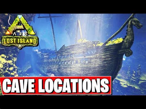 ARK SURVIVAL LOST ISLAND CAVE LOCATIONS AND HIDDEN BASE LOCATIONS - YouTube