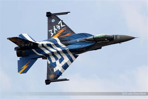 Hellenic (Greek) Air Force F-16 solo display aircraft "Zeus", displays ...