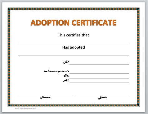 Adoption Certificate Template - Free Printable Adoption Certificate ...