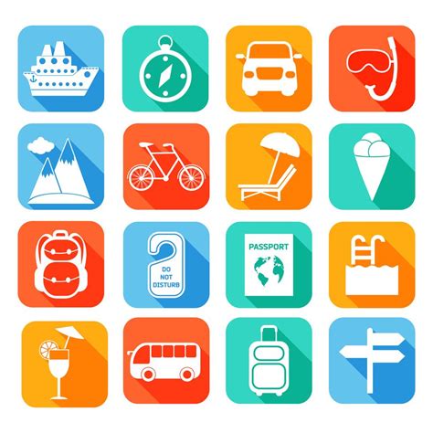 Travel Flat Icons Set 453422 Vector Art at Vecteezy