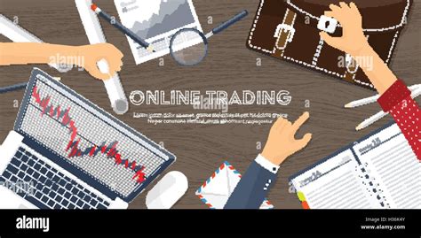 Vector illustration. Flat background. Market trade. Trading platform ...