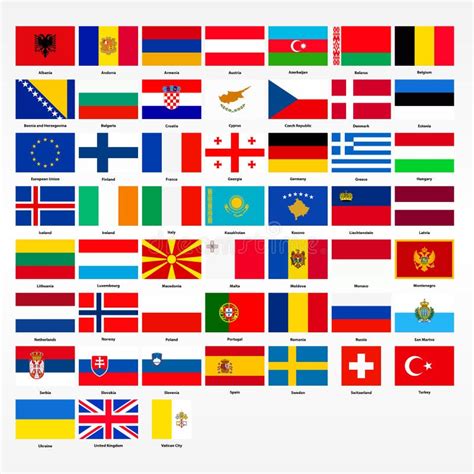 Sistema De Las Banderas De Todos Los Países De Europa Ilustración del ...