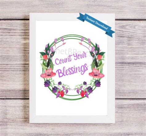 Count Your Blessings Printable Art Digital Download. Flower - Etsy