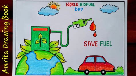 World Biofuel Day Poster Drawing Easy | How to Draw Biofuel Day Drawing ...