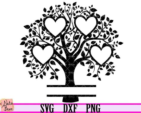 Tree Four Hearts SVG, Family Tree Monogram Svg, Family Svg, Tree Svg ...