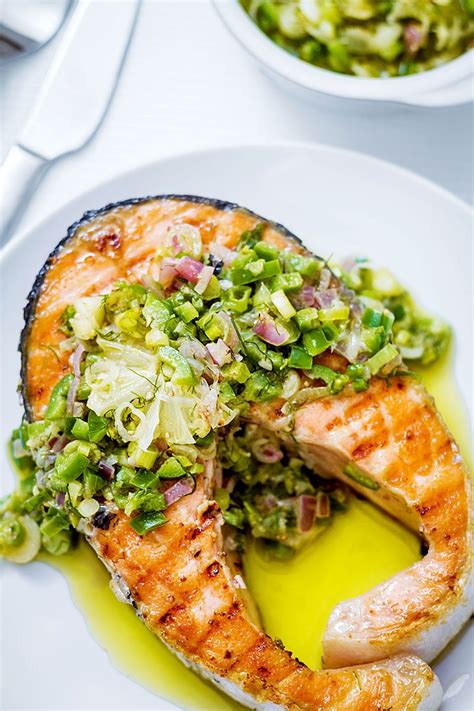 Grilled Salmon Steaks Recipe with Jalapeño Salsa — Eatwell101