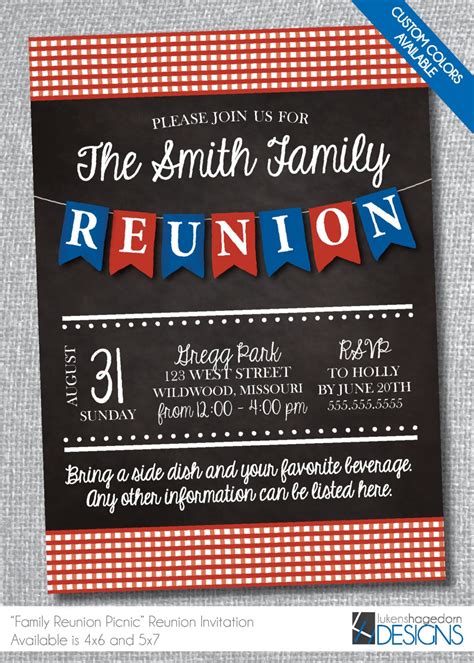 Family Reunion Invitation-Digital File-Custom Colors