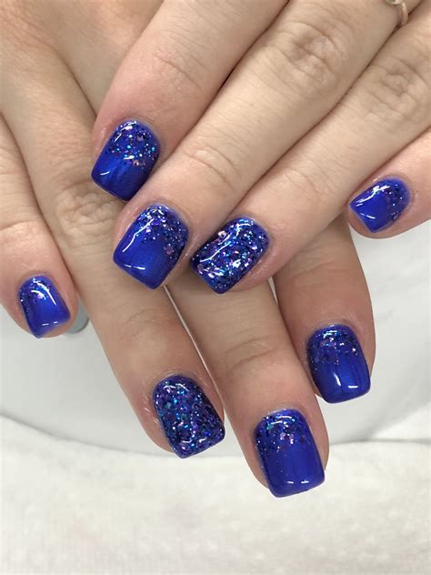 Royal Blue Glitter Gel Nails Light Elegance Justice & After Midnight ...