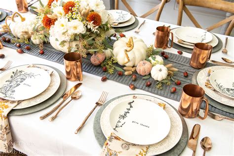 How To Set a Thanksgiving Table in Warm Fall Colors - Sanctuary Home Decor