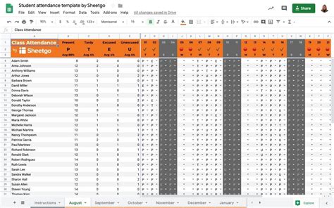 Student attendance tracker template in Google Sheets - Sheetgo Blog