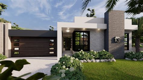 simple single story modern house design [18mx23m] house plan with 4 ...