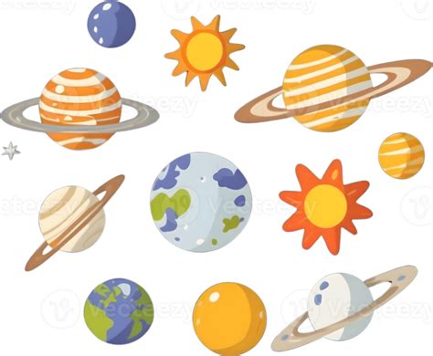 AI generated cartoon solar system planets clip art 34949182 PNG