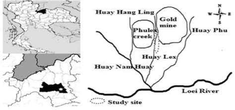 Overview of the gold mine area. The location of sample collection site ...