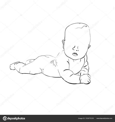 Outline sketch of lying baby . Hand drawn vector, Stock Vector Image by ...