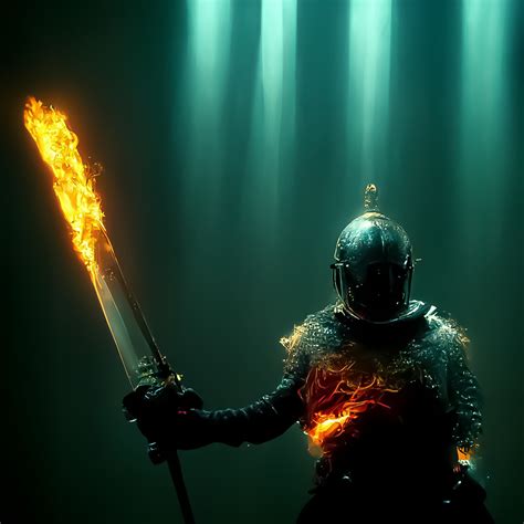 ArtStation - Flame Sword Warrior in the Depths of the Sea