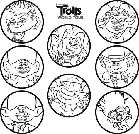 Trolls World Tour Cast Coloring Page - ScribbleFun | Coloring pages ...