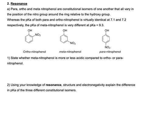 a) Para, ortho, and meta nitrophenol are constitutional isomers of one ...