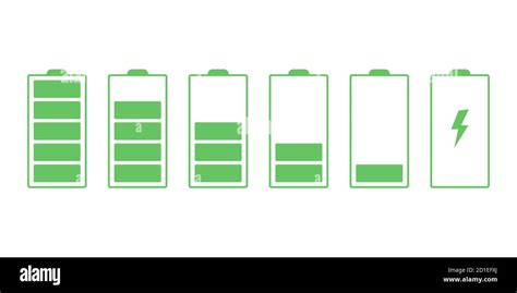 Battery charge indicator green icons set for UI design. Battery ...