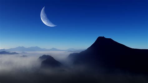 Blue Morning Moon Nature 4k Wallpaper,HD Nature Wallpapers,4k ...