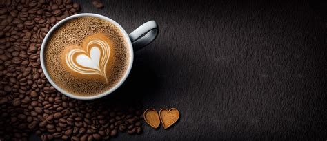 The cup of latte coffee with heart shaped latte art and . 23010450 ...