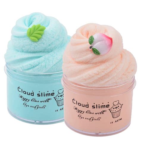 Buy HappyTimeSlime 2 Pack Upgrade Mint Leaf Peach Cloud Slime Slime ...