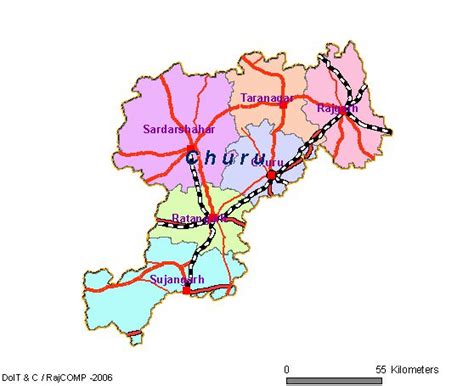 Churu map - Rajasthan Direct