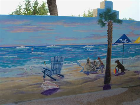 outdoor pool wall Ocean Mural, Beach Wall Murals, Backyard Fences, Diy ...