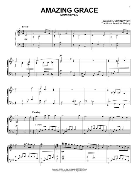 Amazing Grace by John Newton Sheet Music for Piano Solo at Sheet Music ...