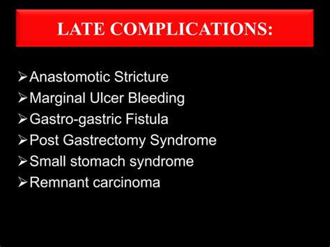 Surgical complications of Gastrectomy