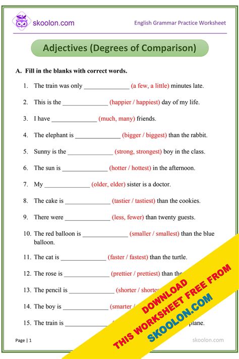 Adjectives Degrees of Comparison with Answers-8 - skoolon.com