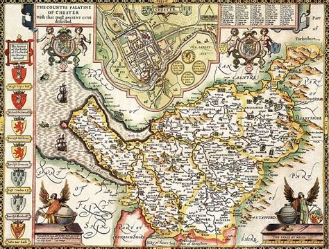 Cheshire Historical John Speed 1610 Map For sale as Framed Prints ...