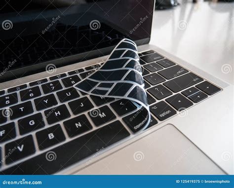 Laptop Keyboard Protected with Keyboard Protector Cover Stock Image ...