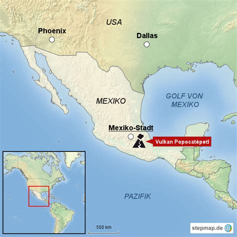 StepMap - Vulkan Popocatépetl stößt Gase und Asche aus - Landkarte für ...