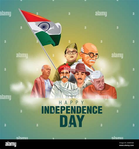 Happy Independence Day India 15th August With Indian Freedom Fig ...