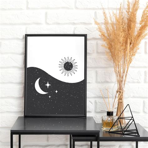 Sun Moon Wall Art, Modern Yin Yang Art, Yin Yang Art Print, Yin Yang ...