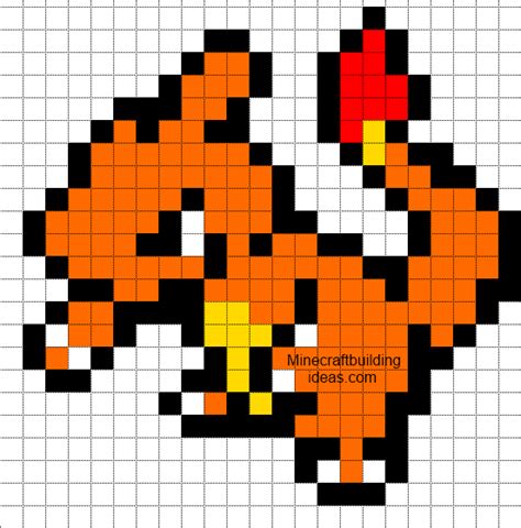 Pokemon Pixel Art Grid Charmander / Charmander small perler bead ...