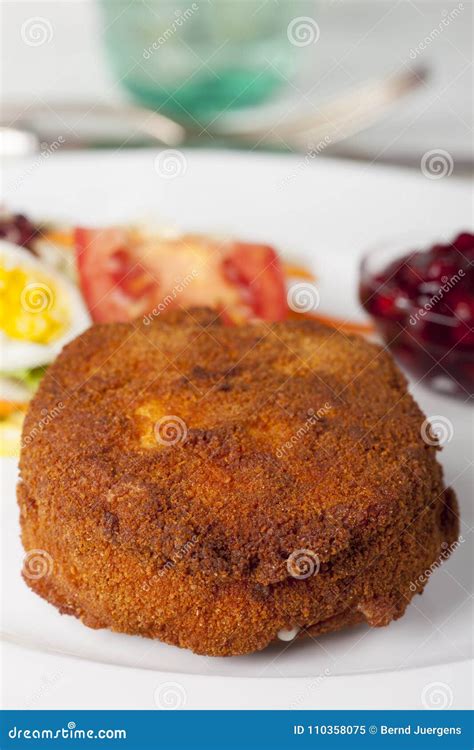 Breaded camembert stock image. Image of closeup, sauce - 110358075