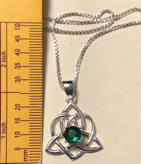 Celtic Sisters Knot Emerald Necklace in Sterling Silver, Irish Necklace ...