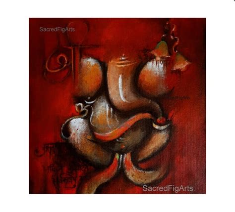 Ganesha Painting Ganesh Modern Art Red Painting - Etsy India