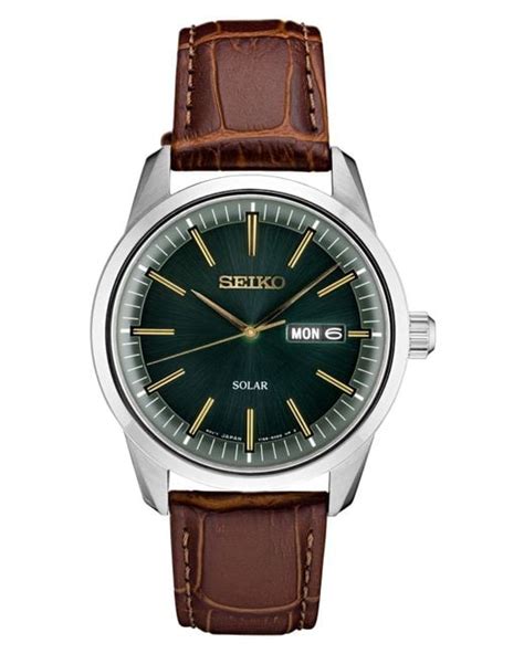 Seiko Solar Essentials Brown Leather Strap Watch 40mm for Men - Lyst