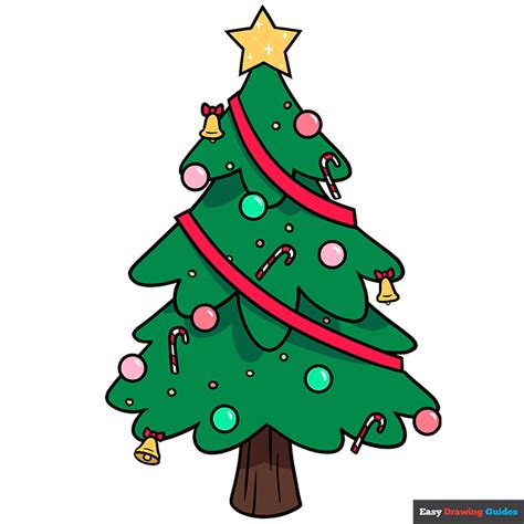 How to Draw a Cartoon Christmas Tree - Really Easy Drawing Tutorial