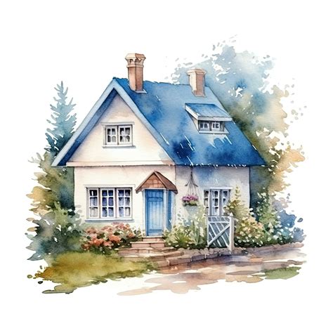 Cute watercolor house. Illustration 24529587 Stock Photo at Vecteezy