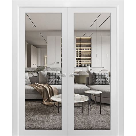 SARTODOORS Lucia Clear Glass Wood French White Doors & Reviews | Wayfair