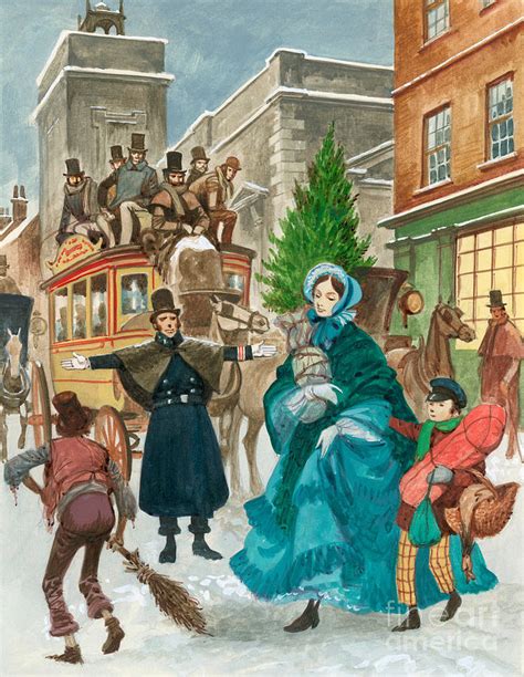 Victorian Christmas Scene Painting by Peter Jackson