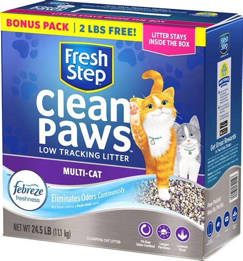 Fresh Step Clean Paws Multi-Cat Scented Litter with the Power of ...