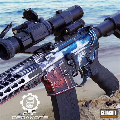 AR-15 - Texas Flag/American Flag | Cerakote