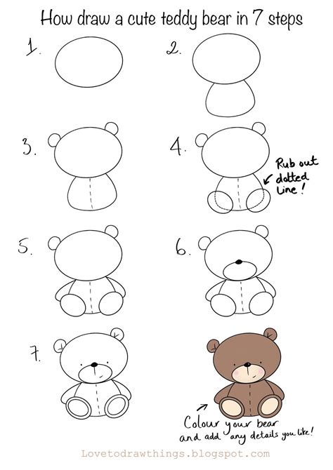 Teddy Bear Drawing Tutorial ~ How To Draw A Teddy Bear | Bodenswasuee